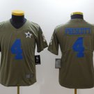 Youth,kids Dallas Cowboys #4 Dak Prescott Jersey Olive Blue Salute To Service Limited Football
