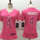 Women's Dallas Cowboys #4 Dak Prescott Jersey Pink Fashion Limited Football