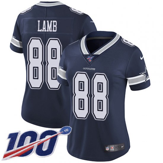Women's Dallas Cowboys #88 CeeDee Lamb Jersey 100th Season Navy Limited Football