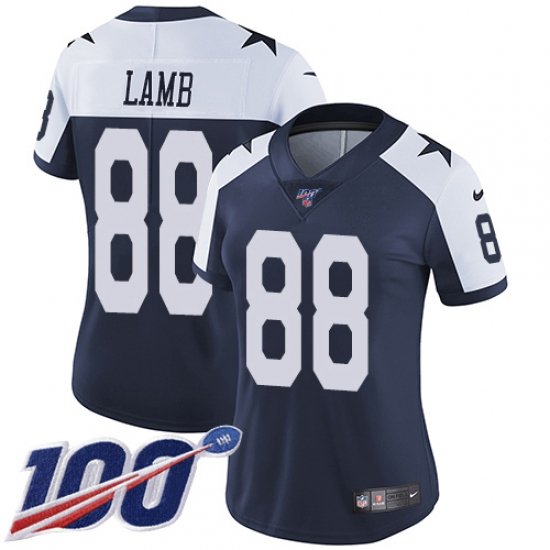 Women's Dallas Cowboys #88 CeeDee Lamb Jersey 100th Season Navy Alternate Limited Football