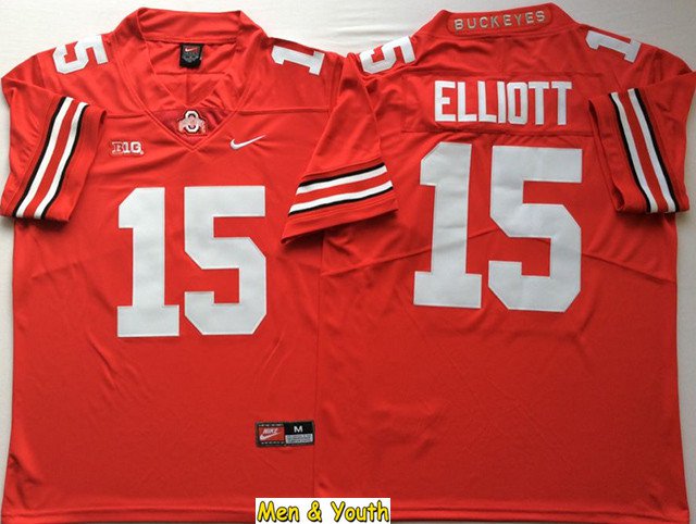 men's & youth Ohio State Buckeyes #15 Ezekiel Elliott Jersey Red College Game Football