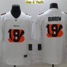 men's & youth Cincinnati Bengals #9 Joe Burrow Jersey White Team Logo Dual Overlap Limited Football
