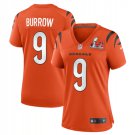 Women's Cincinnati Bengals #9 Joe Burrow Jersey Orange 2022 Super Bowl LVI Limited Football