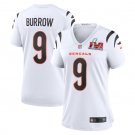 Women's Cincinnati Bengals #9 Joe Burrow Jersey White 2022 Super Bowl LVI Limited Football