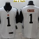 men's & youth Cincinnati Bengals #1 Ja'Marr Chase Jersey Team Game Player White Alternate Football