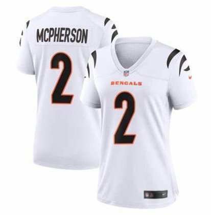 Women's Cincinnati Bengals #2 Evan McPherson Jersey Team Game Player White Limited Football