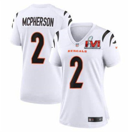 Women's Cincinnati Bengals #2 Evan McPherson Jersey White 2022 Super Bowl LVI Limited Football