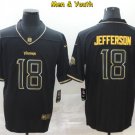 men's & youth Minnesota Vikings #18 Justin Jefferson Jersey Black Golden Edition Limited Football