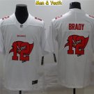men's & youth Tampa Bay Buccaneers #12 Tom Brady Jersey White Team Logo Dual Overlap Football