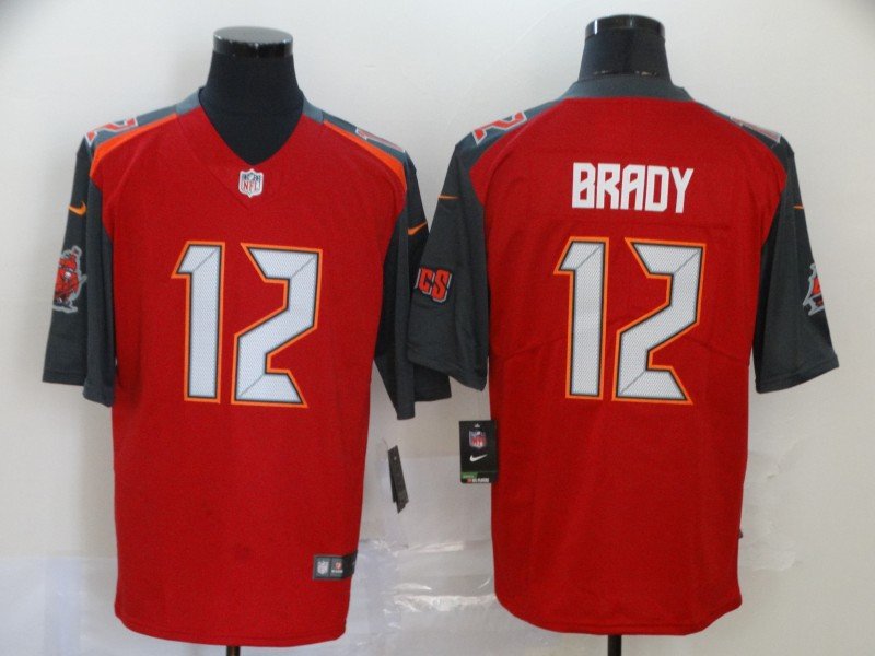 Men's Tampa Bay Buccaneers #12 Tom Brady Jersey Red Pewter Limited Football