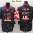 men's & youth Tampa Bay Buccaneers #12 Tom Brady Jersey Black Camo USA Flag Limited Football