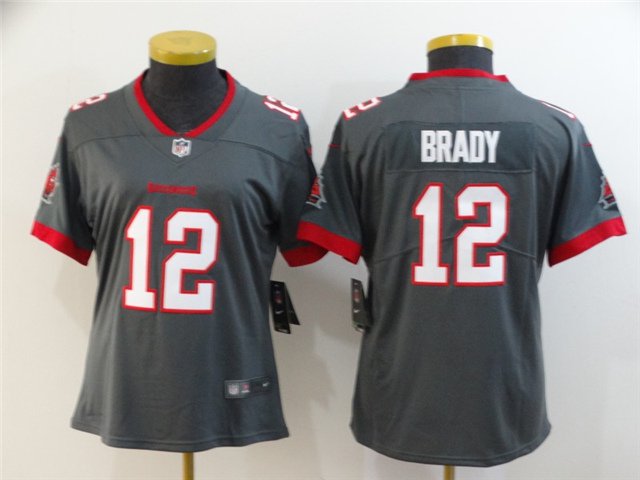 Women's Tampa Bay Buccaneers #12 Tom Brady Jersey Team Game Player Pewter Limited Football