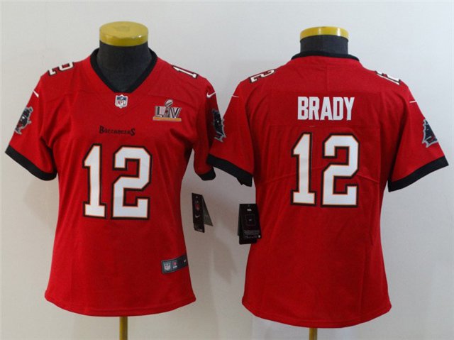 Women's Tampa Bay Buccaneers #12 Tom Brady Jersey Red 2021 Super Bowl LV Limited Football