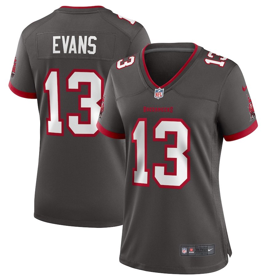 Women's Tampa Bay Buccaneers #13 Mike Evans Jersey Team Game Player Pewter Limited Football