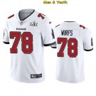 men's & youth Tampa Bay Buccaneers #78 Tristan Wirfs Jersey White 2021 Super Bowl LV Game Football