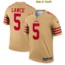 men's & youth San Francisco 49ers #5 Trey Lance Jersey Gold Inverted Legend Limited Football