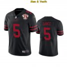 men's & youth San Francisco 49ers #5 Trey Lance Jersey Black 75th Anniversary Patch Limited Football