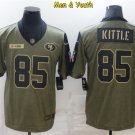 men's & youth San Francisco 49ers #85 George Kittle Jersey 2021 Olive Salute To Service Football