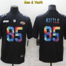 men's & youth San Francisco 49ers #85 George Kittle Jersey Black Crucial Catch Limited Football