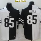 men's & youth San Francisco 49ers #85 George Kittle Jersey Black And White Split Limited Football