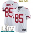 men's & youth San Francisco 49ers #85 George Kittle Jersey White Super Bowl LIV Limited Football