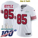 men's & youth 49ers #85 George Kittle Jersey 100th Season White Super Bowl LIV Alternate Football