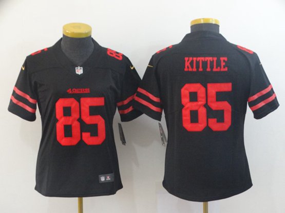 Women's San Francisco 49ers #85 George Kittle Jersey Team Game Player Black Limited Football