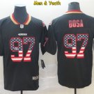 men's & youth #97 Nick Bosa Jersey Black USA Flag Fashion Limited Football