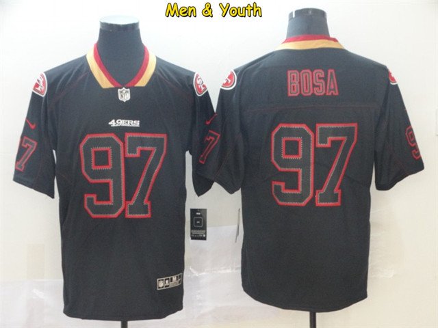 men's & youth #97 Nick Bosa Jersey Black Shadow Limited Football