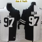 men's & youth #97 Nick Bosa Jersey Black And White Split Limited Football