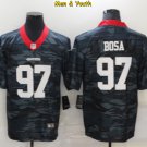 men's & youth #97 Nick Bosa Jersey Black Camo Limited Football