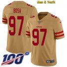 Men's #97 Nick Bosa Jersey 100th Season Gold Inverted Legend Limited Football