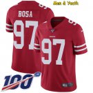 Men's #97 Nick Bosa Jersey Team Game Player 100th Season Red Limited Football