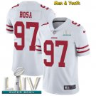 Men's #97 Nick Bosa Jersey Team Game Player White Super Bowl LIV Limited Football