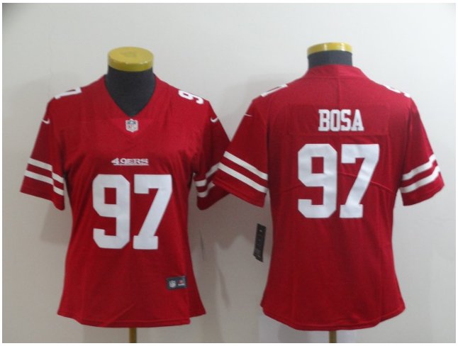 Women's #97 Nick Bosa Jersey Team Game Player Red Limited Football