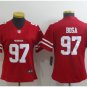 Women's #97 Nick Bosa Jersey Team Game Player Red Limited Football