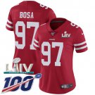 Women's #97 Nick Bosa Jersey 100th Season Red Super Bowl LIV Limited Football