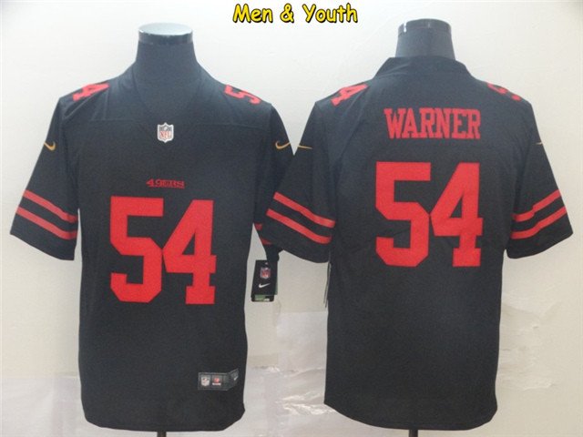 men's & youth #54 Fred Warner Jersey Team Game Player Black Limited Football