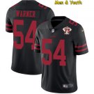 men's & youth #54 Fred Warner Jersey Team Game Player Black 75th Patch Limited Football
