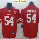 men's & youth #54 Fred Warner Jersey Team Game Player Red 75th Patch Limited Football