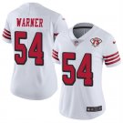 Women's #54 Fred Warner Jersey Team Game Player White 75th Anniversary Patch Alternate Football