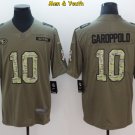 men's & youth #10 Jimmy Garoppolo Jersey Olive Camo Salute To Service Limited Football