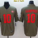 men's & youth #10 Jimmy Garoppolo Jersey Olive Red Salute To Service Limited Football