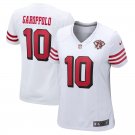 Women's #10 Jimmy Garoppolo Jersey Team Game Player White 75th Patch Alternate Football