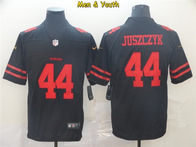 men's & youth #44 Kyle Juszczyk Jersey Team Game Player Black Limited Football