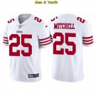 men's & youth #25 Elijah Mitchell Jersey Team Game Player 2022 White Limited Football