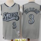 men's & youth Sixers #3 Allen Iverson Jersey Metal Gray Classics Throwback Basketball