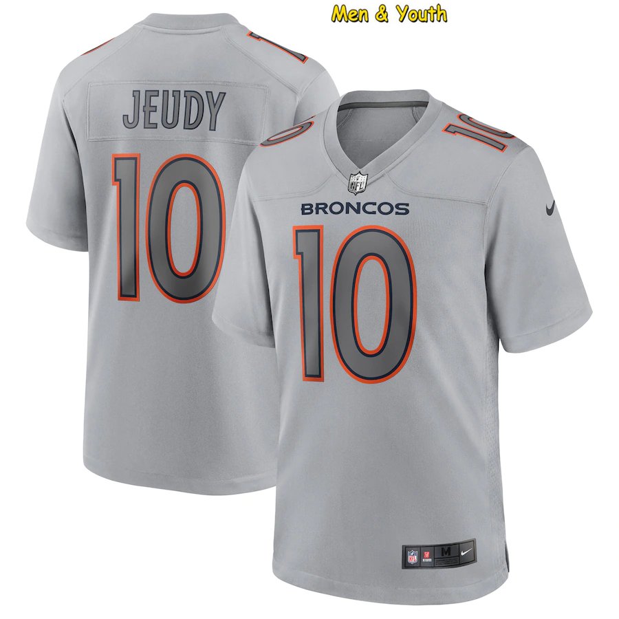 men's & youth Football Team Uniform #10 Jerry Jeudy Jerseys 2022 Gray ...