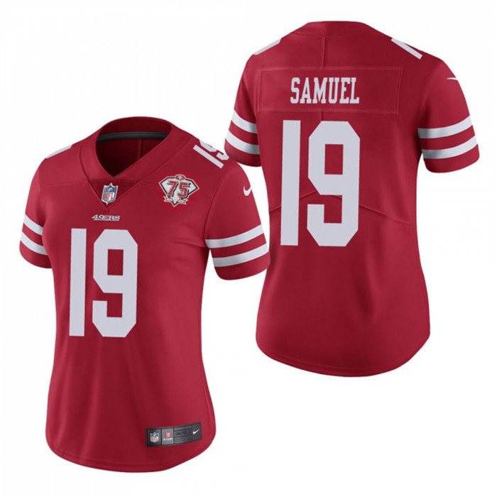 Women's Football Team Uniform 19 Deebo Samuel Jersey Red 75th Patch Shirts