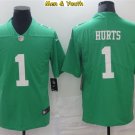 men's & youth Football Team Uniform #1 Jalen Hurts Jerseys Throwback Green Shirts